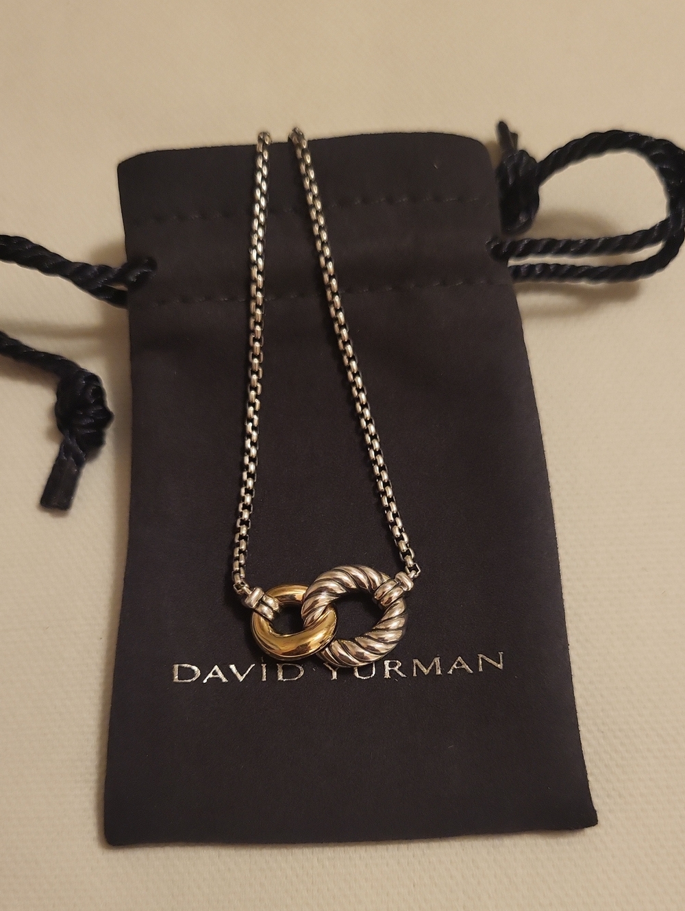 David Yurman Belmont Two-Tone Link Necklace in Silver and Gold. #280A